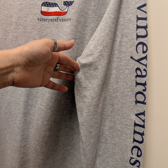 Vineyard Vines Men's Long Sleeve Hoodie Gray Heather with Patriotic Logo XL - Picture 5 of 11